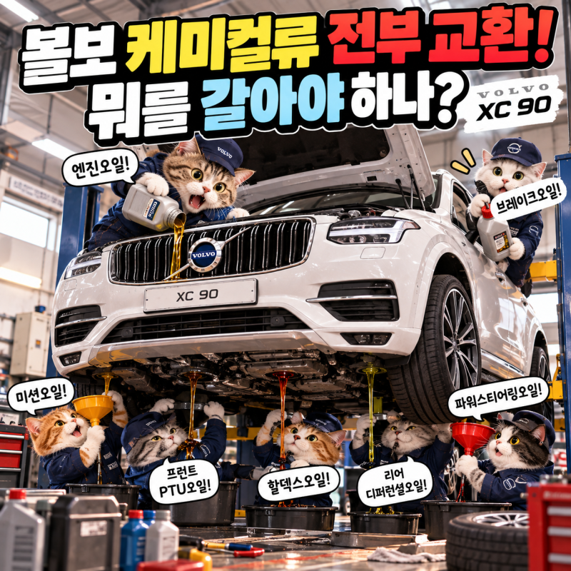 볼보 케미컬류 전부 교환! 엔진오일부터 할덱스·PTU·미션오일까지 정확히 알려드림!