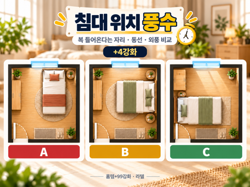 침대 위치 풍수, 복 들어온다는 자리와 동선·외풍 비교 [+4강화]