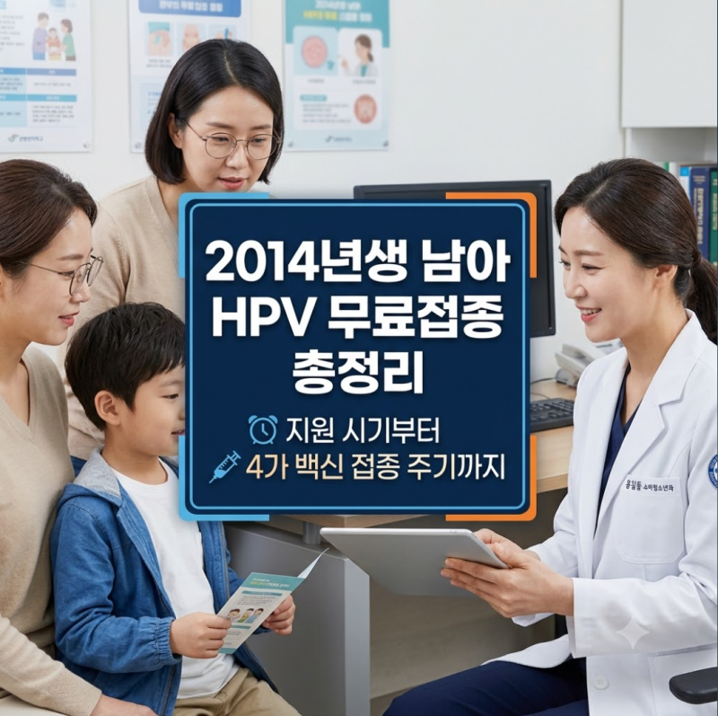 2014년생 남아 HPV 무료접종 총정리: 지원 시기부터 4가 백신 접종 주기까지