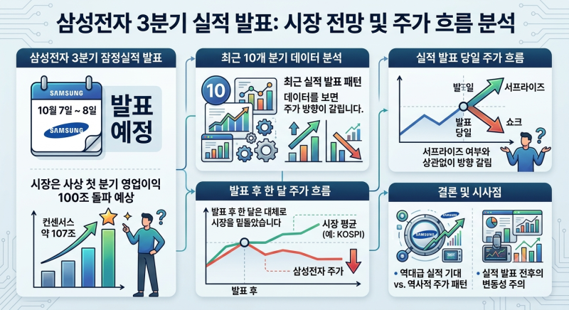 삼성전자 3분기 잠정실적 발표일·컨센서스 총정리 — 영업이익 107조, 주가는 어떻게 움직일....