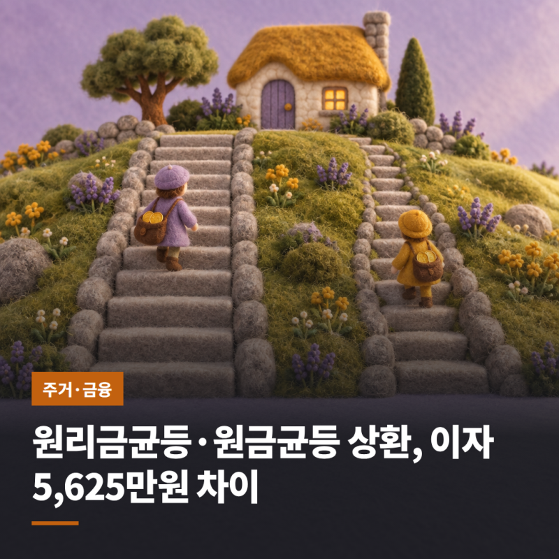 원리금균등·원금균등 상환, 이자 5,625만원 차이