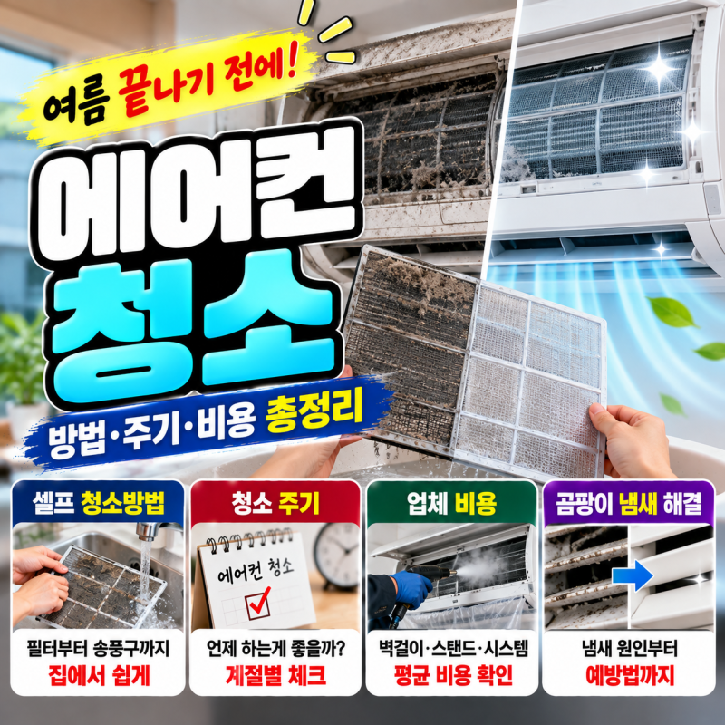 에어컨 청소 언제 해야 할까? 셀프 청소방법·곰팡이 냄새·업체 비용 전 체크사항