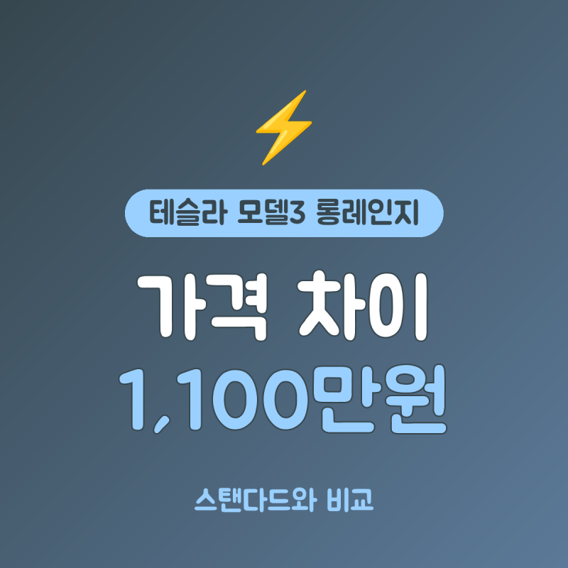 테슬라 모델3 롱레인지 5,299만원, 스탠다드와 가격 1,100만원 차이