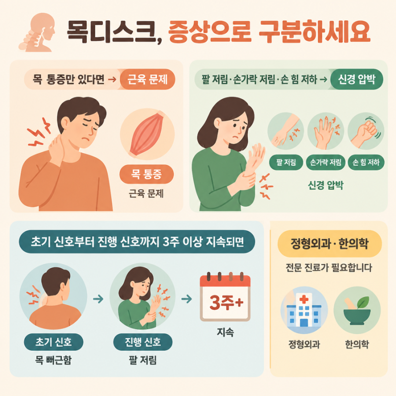 목디스크 증상, 팔 저림 전 확인할 5가지 신호