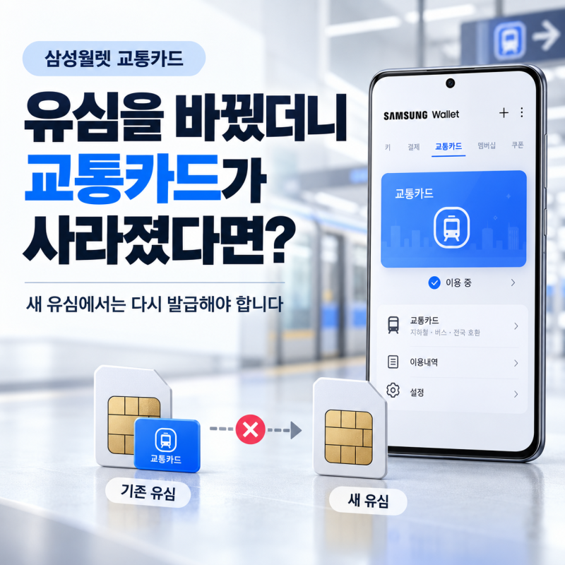 핸드폰 유심을 바꿨더니 삼성월렛 교통카드가 사라졌다면｜다시 발급해야 하는 이유