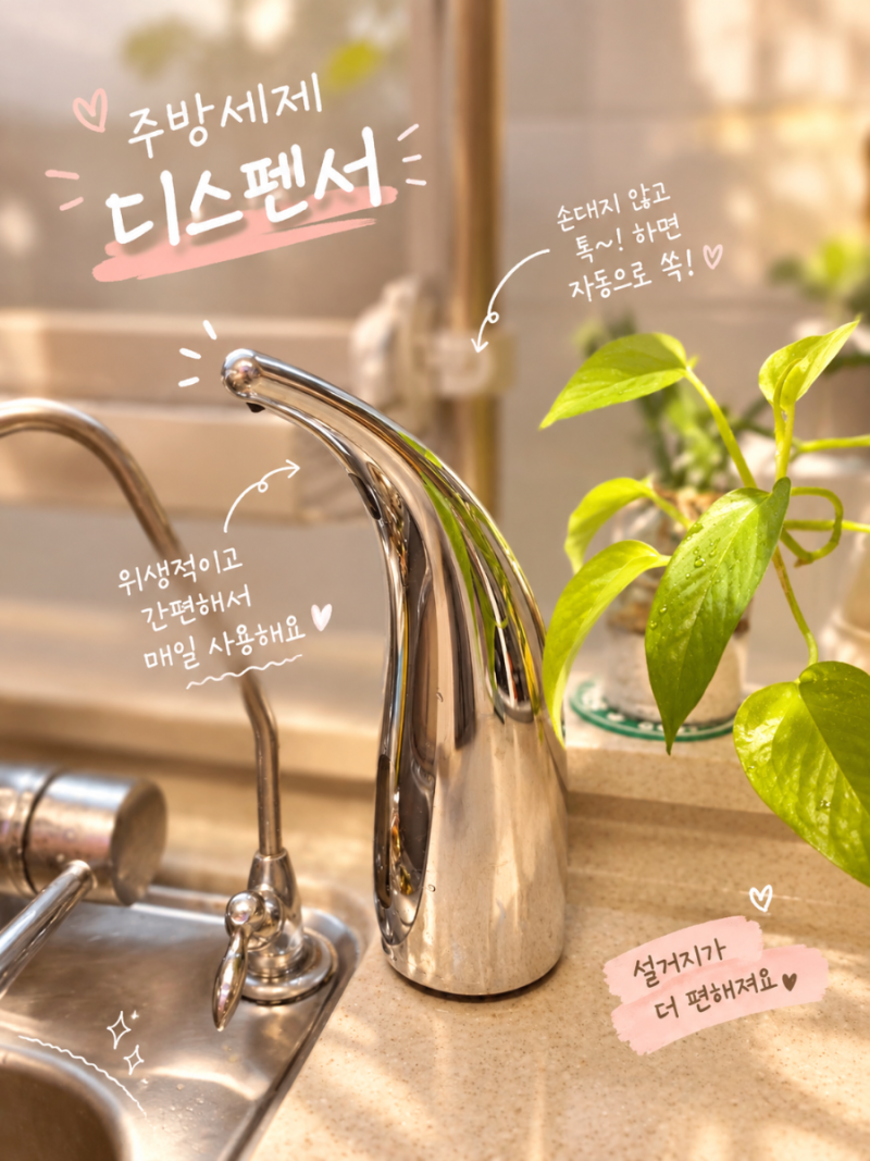 주방세제 자동 디스펜서 하나로 깔끔해진 주방, 자동 세제 디스펜서