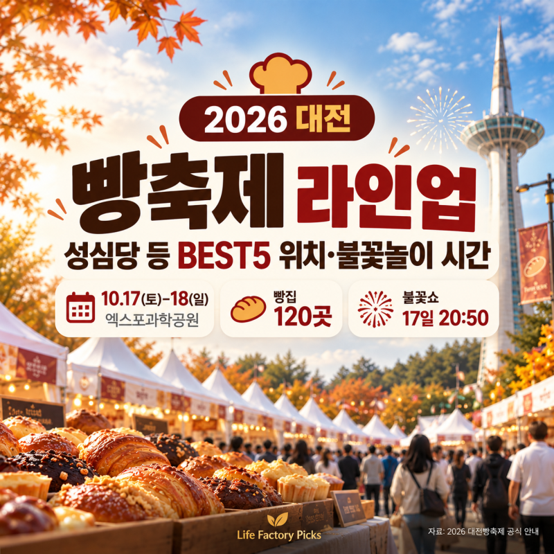 2026 대전 빵축제 라인업 | 성심당 등 BEST5 위치·불꽃놀이 시간