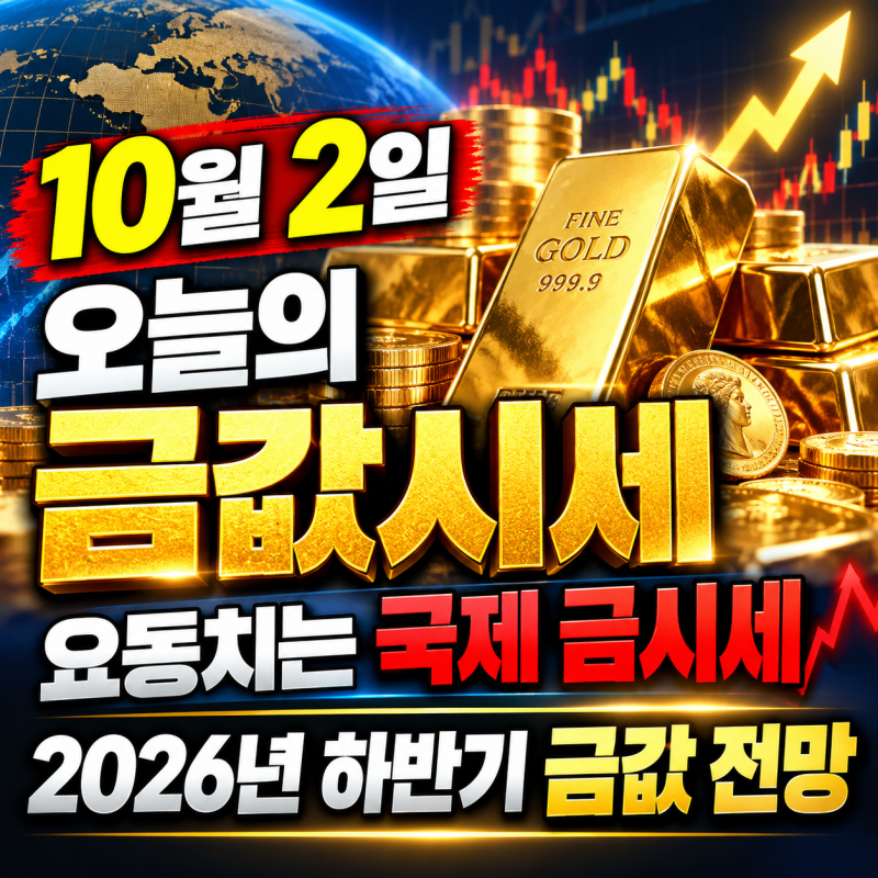 10월 2일 오늘의 금값시세, 요동치는 국제 금시세, 2026년 하반기 금값 전망은?