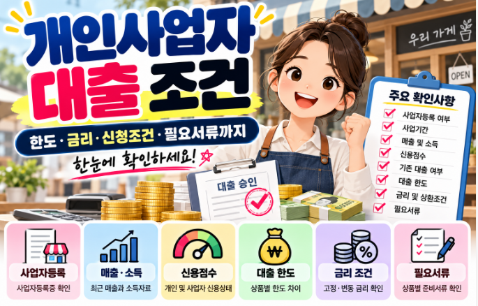 개인사업자 대출 조건 총정리 한도·금리·신청조건·필요서류까지