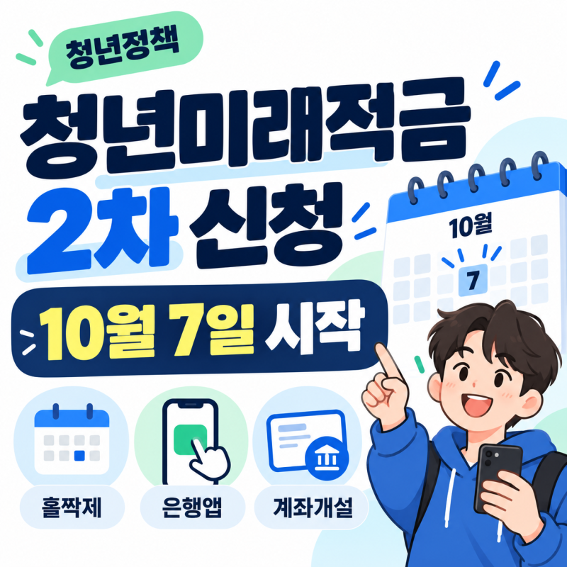 청년미래적금 2차 신청 10월7일 시작｜홀짝제·은행앱·계좌개설 일정