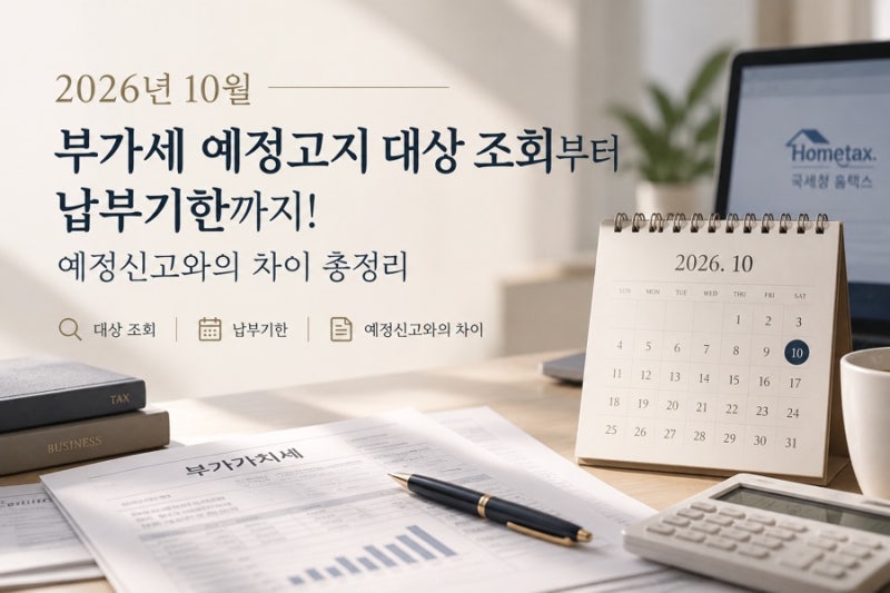 2026년 10월 부가세 예정고지 대상 조회부터 납부기한까지! 예정신고와의 차이 총정리