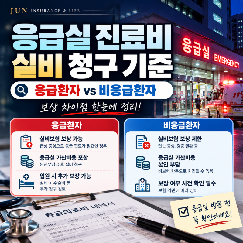 응급실 진료비 실비 청구 기준: 응급환자 vs 비응급환자 보상 차이점 총정리