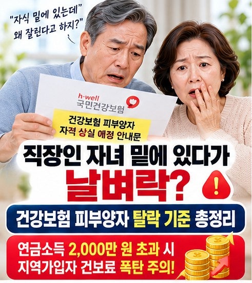 건강보험 피부양자 탈락 기준 연금소득 재산세 과표 지역가입자 건보료 폭탄 방지법