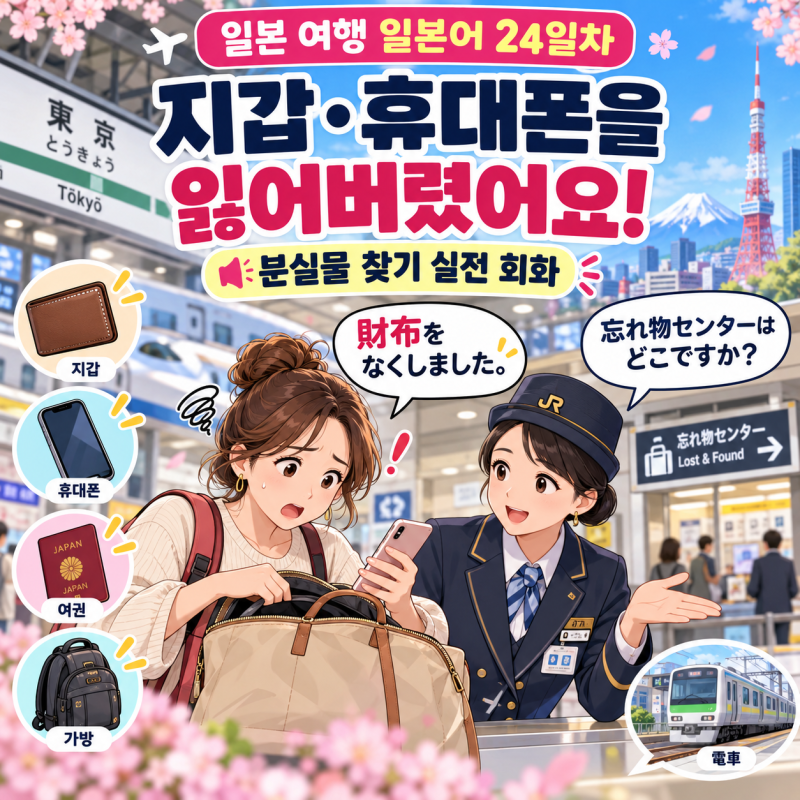 일본 여행 일본어 24일차｜지갑·휴대폰을 잃어버렸어요! 분실물 찾기 실전 회화