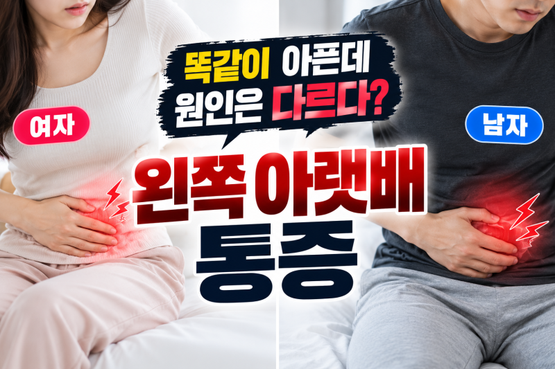 똑같이 아픈데 원인은 다르다? 여자,남자 왼쪽 아랫배 통증, 의심할 수 있는 원인 5가지