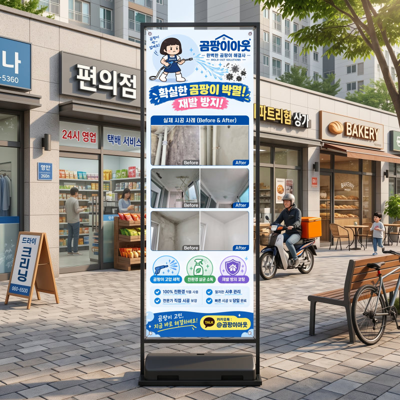 '곰팡이아웃' 곰팡이제거 업체 맞춤 배너 제작｜홍보 효과를 높이는 배너디자인- 잉크무드스....