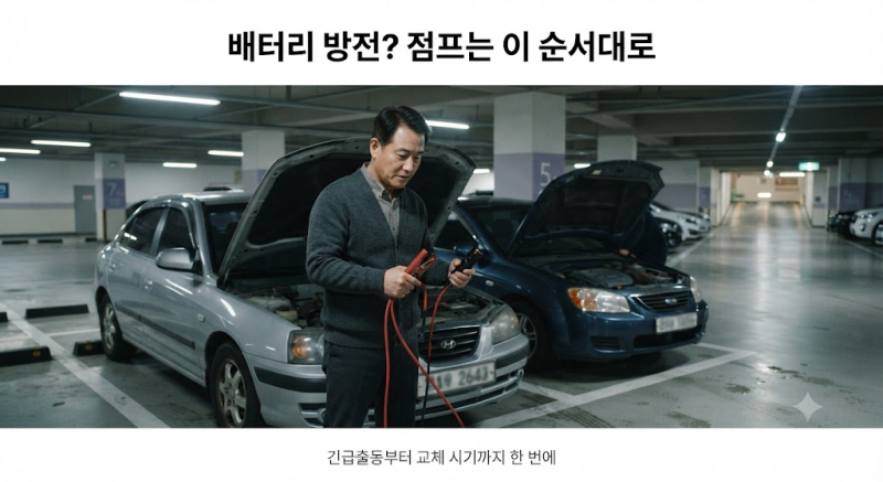 자동차 배터리 방전 점프 순서, 마지막 검은 집게는 배터리 말고 차체에