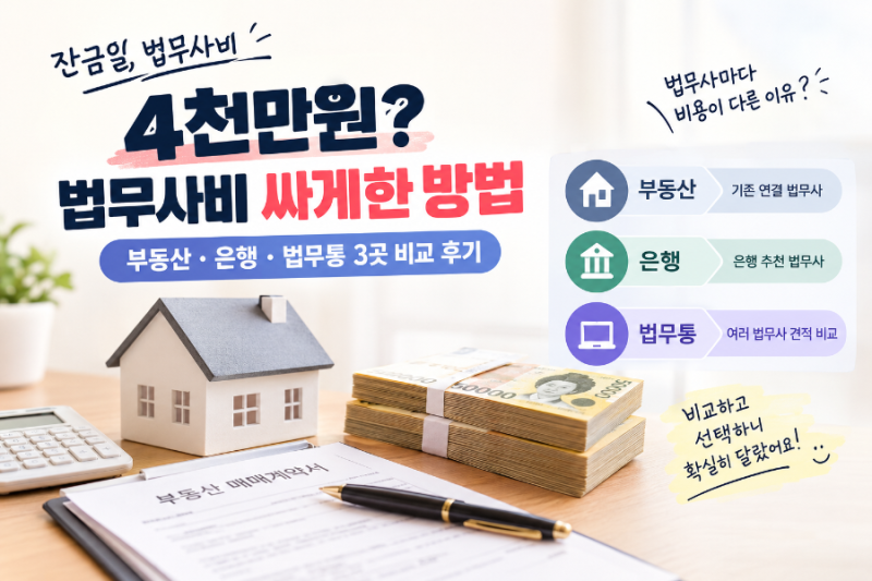 V24. 아파트 매매 잔금일에 법무사비 싸게하는 방법 (부동산·은행·법무통 비교 후기)