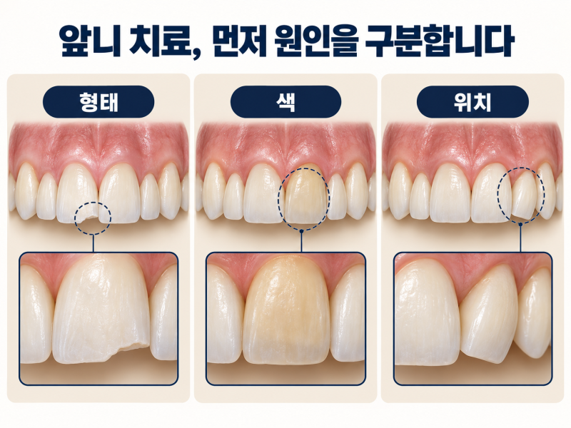 명일동 앞니 치료 종류, 레진·라미네이트·크라운·교정 중 어떤 치과 치료가 필요할까요?