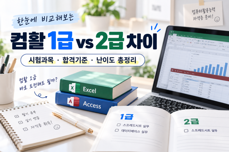 컴활 1급 도전! 2급과 어떤 차이가 있을까? 시험과목·난이도 정리