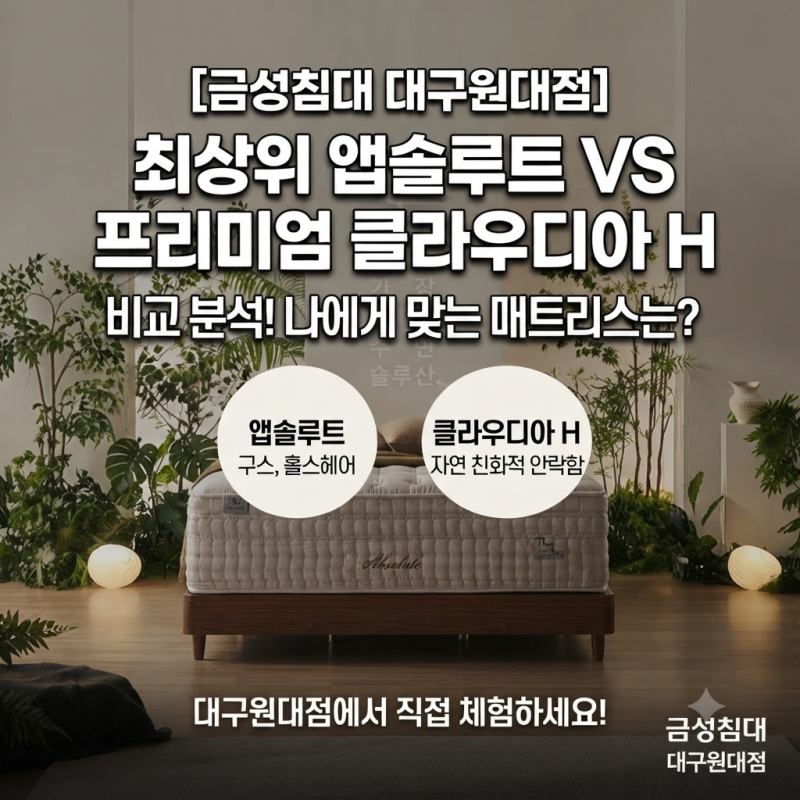 [대구 금성침대 원대점] 최고급 플래그십 ‘앱솔루트’ vs 프리미엄 ‘클라우디아 H’ 비교 ....