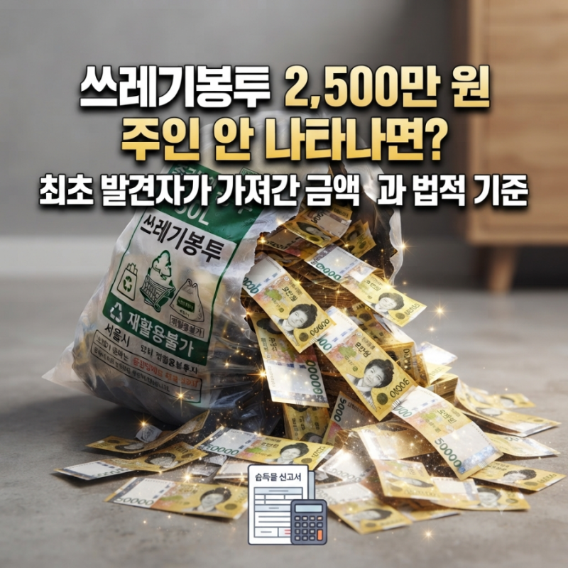 쓰레기봉투 2500만 원 주인 안 나타나면? 최초 발견자가 가져간 금액과 법적 기준