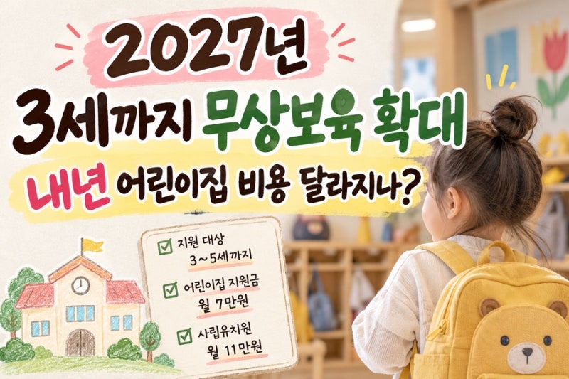 2027년 3세까지 무상보육 확대, 내년 어린이집 비용 달라지나?