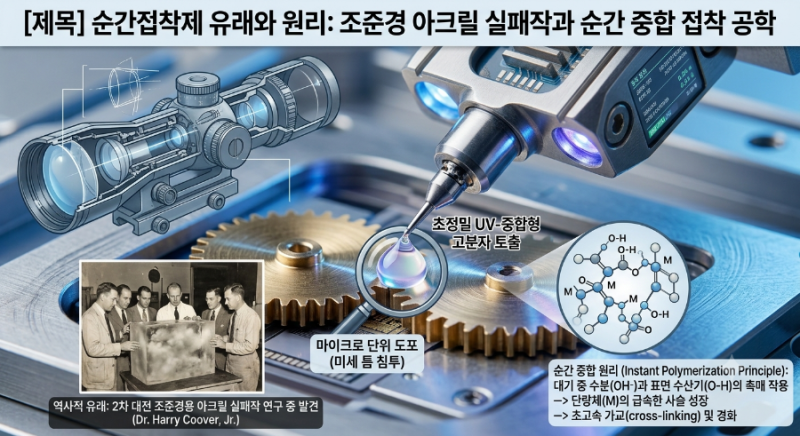 순간접착제 유래와 원리: 조준경 아크릴 실패작과 순간 중합 접착 공학