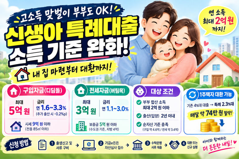 연봉 합산 2억 맞벌이도 1%대 금리? 싹 바뀐 신생아 특례대출 구입·대환 총정리