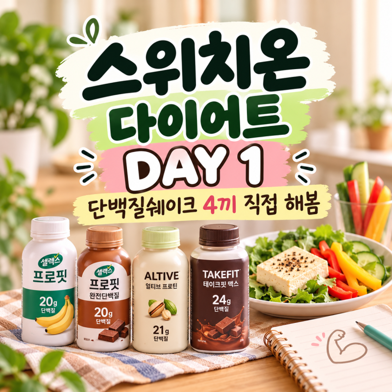 스위치온 다이어트 1일차 식단 워킹맘의 단백질쉐이크 선택