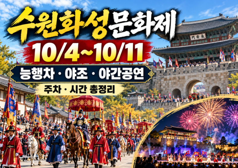 수원 화성 문화제｜정조대왕 능행차·야조·주차·야간공연 총정리