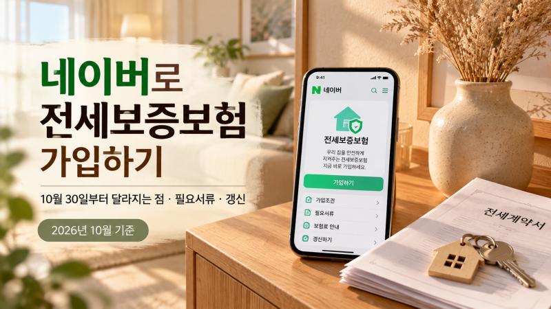 "10월 30일부터 싹 바뀐다?" 네이버 전세보증보험 가입방법 필요서류 갱신 할부까지 총정리