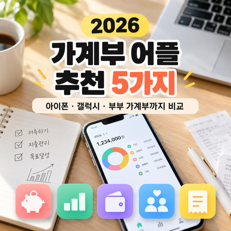 2026 가계부 어플 추천 5가지 아이폰·갤럭시·부부 가계부까지 비교