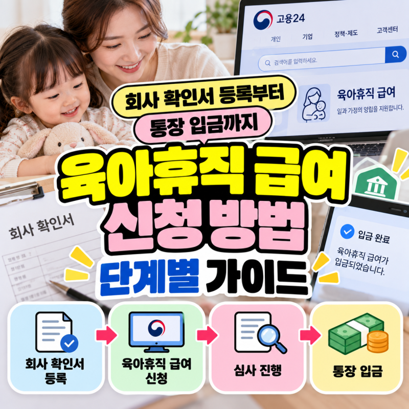 회사 확인서 등록부터 통장 입금까지 육아휴직 급여 신청 방법 단계별 가이드