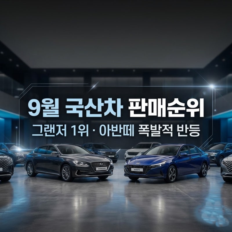 9월 국산차 판매순위 1위부터 20위까지, 순위 보고 차 고르기 전에 볼 것들
