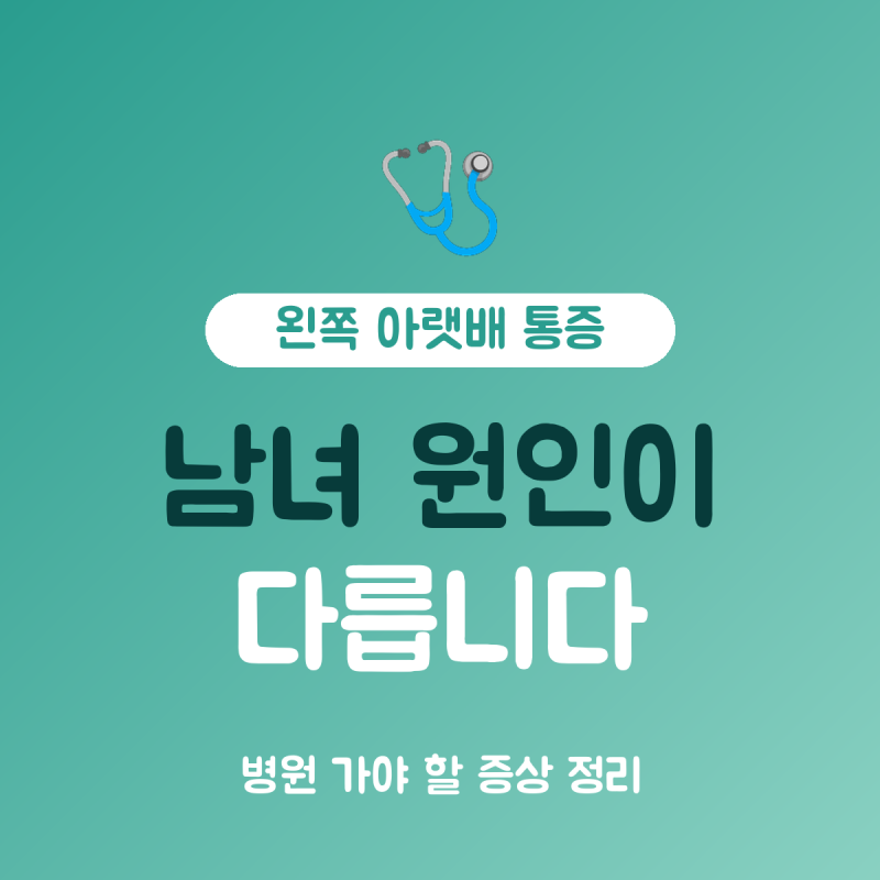 여자 왼쪽 아랫배 통증 vs 남자 원인 차이 3가지, 병원 기준