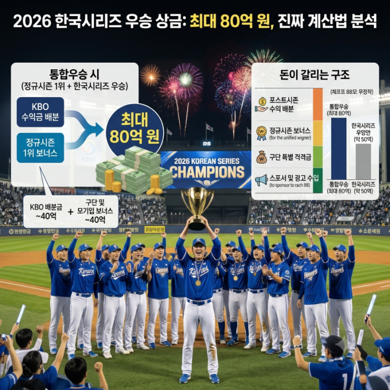 2026 한국시리즈 우승 상금은? 통합우승이면 최대 80억 원, 돈이 갈리는 진짜 계산법