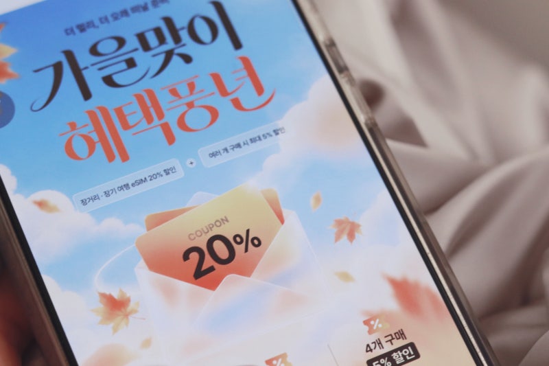 가을 해외여행 준비물 일본 플릿 이심 eSIM 사용법 20% 할인 팁