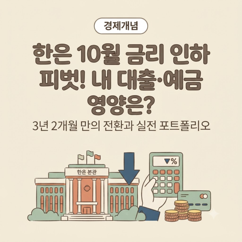 한국은행 10월 기준금리 인하 피벗 초읽기! 3년 2개월 만의 전환과 대출·예금 영향 총정리