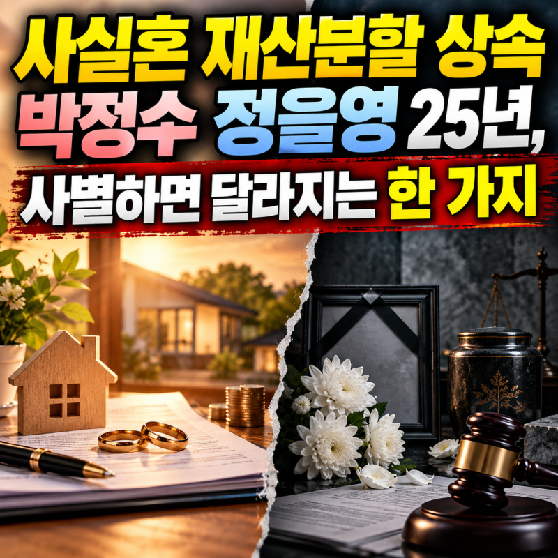 사실혼 재산분할 상속 | 박정수·정을영 25년, 사별하면 달라지는 한 가지