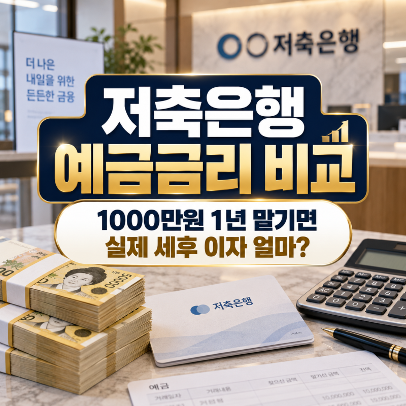 저축은행 예금금리 비교, 1000만원 1년 맡기면 실제 세후 이자 얼마?