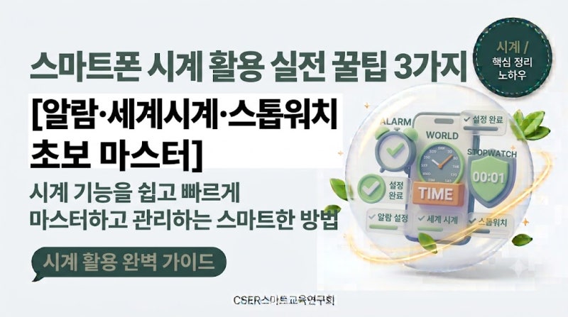 [초보 필독] 스마트폰 시계 앱 완벽 활용법: 알람 설정·세계시계·타이머 핵심 정리