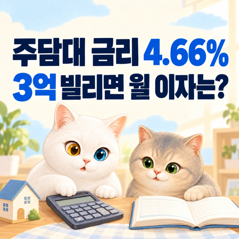주택담보대출 평균금리 4.66%...3억원 빌리면 이자가 얼마나 늘어날까?