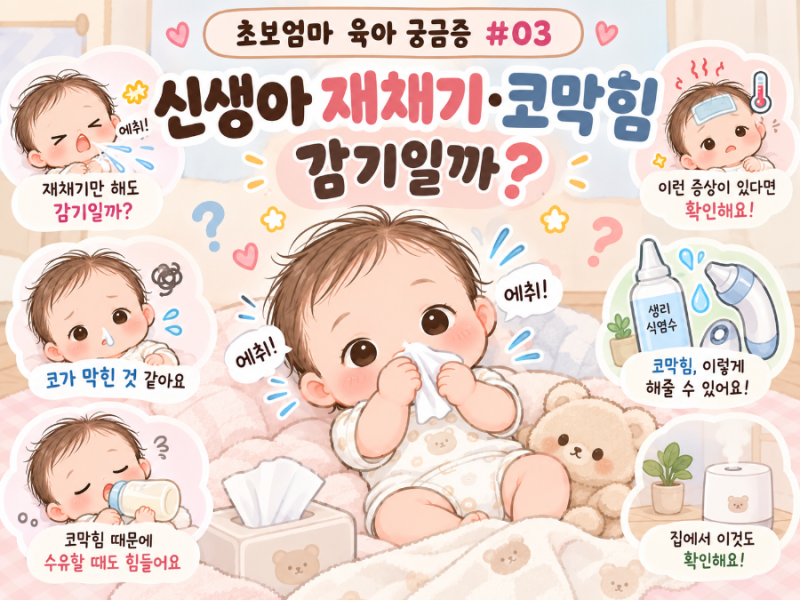 [초산맘 육아 궁금증 #03] 신생아 재채기·코막힘, 감기일까?