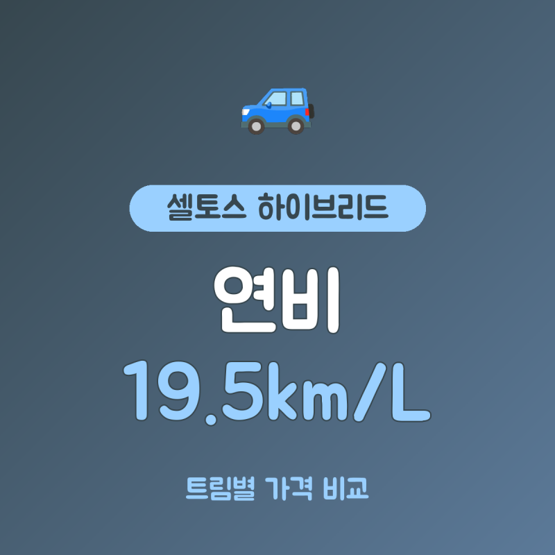 셀토스 하이브리드 가격 2,898만~3,584만원, 연비 최대 19.5km/L