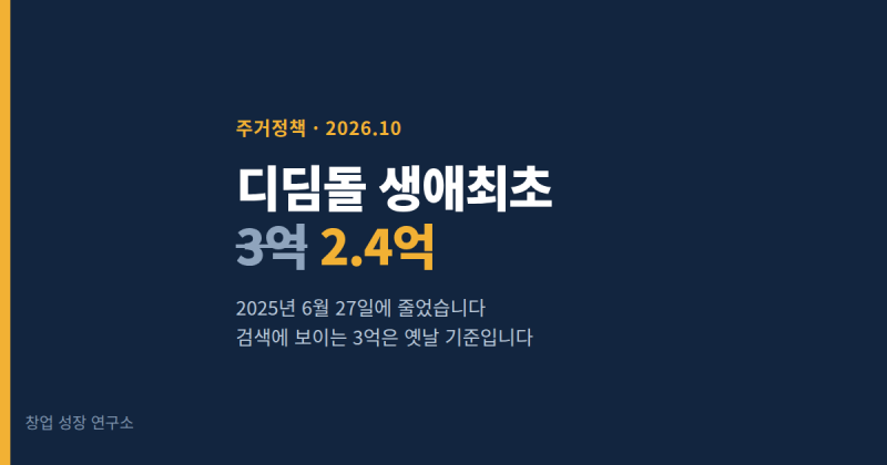 디딤돌 대출 생애최초 한도, 3억이 아니라 2억 4,000만원입니다