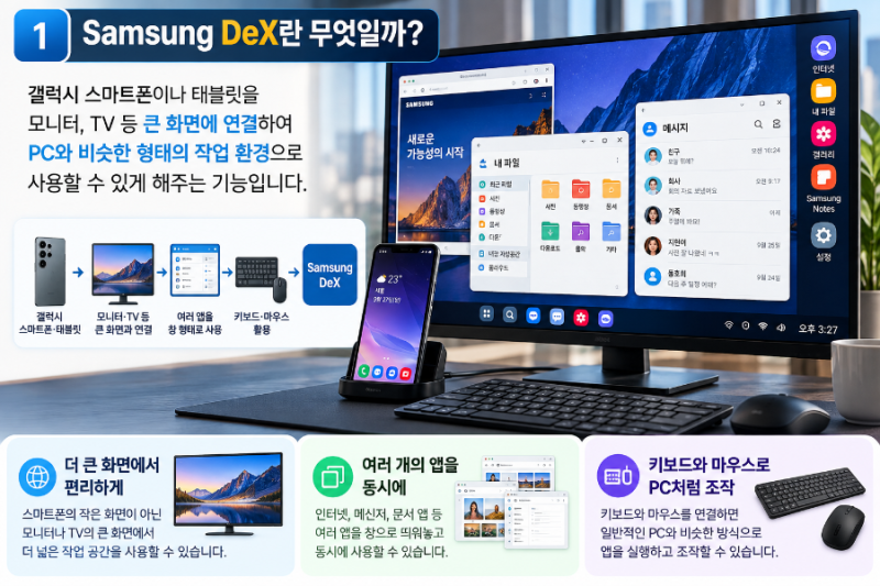 Samsung DeX란 무엇일까? 갤럭시를 PC처럼 사용하는 기능 쉽게 알아보기