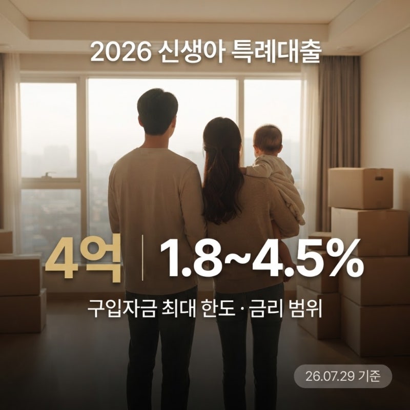 2026 신생아 특례대출 조건·금리·한도 총정리, 연봉 4,000만원·1억이면 구매가능한 집값은?