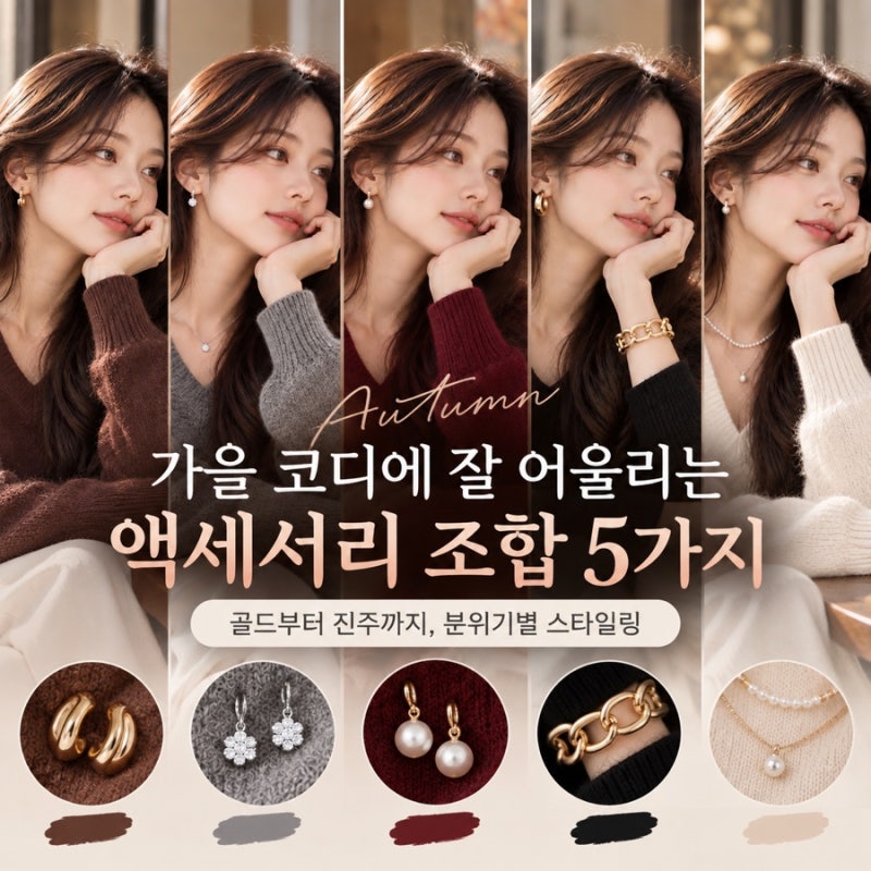 가을 코디 액세서리 조합 5가지｜니트 컬러별 귀걸이·목걸이 추천