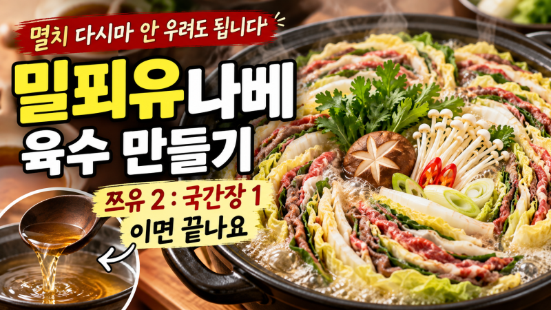 밀푀유나베 육수 만들기, 쯔유 2 국간장 1이면 끝나요
